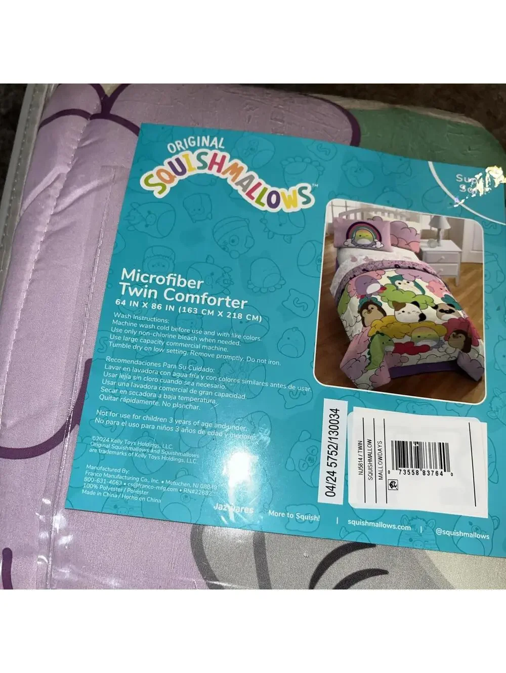 Squishmallows MALLOW DAYS Microfiber Twin Reversible Kids Comforter 86